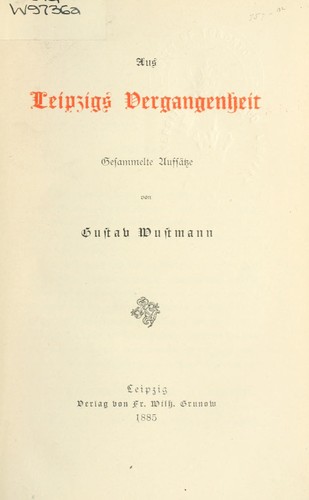 Cover for Aus Leipzigs Vergangenheit