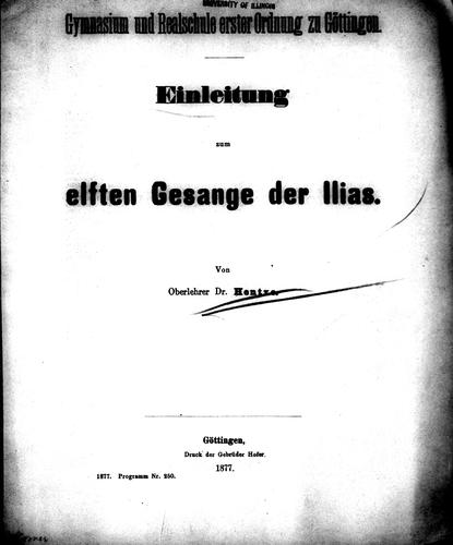 Cover for Einleitung zum elfte Gesange der Ilias