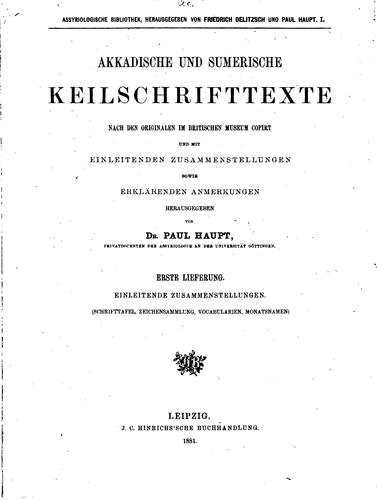 Cover for Akkadische und sumerische Keilschrifttexte