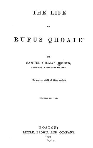 Cover for The life of Rufus Choate