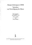 Cover for Schriften zur Verteidigung der Messe