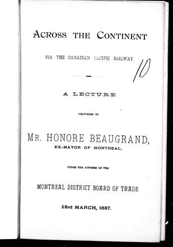 Cover for Across the continent via the Canadian Pacific Railway