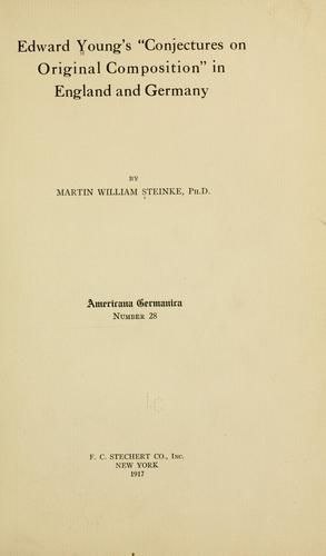 Cover for Edward Young's "Conjectures on original composition" in England and Germany