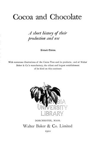 Cover for Cocoa and chocolate