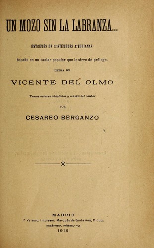 Cover for Un mozo sin la labranza--