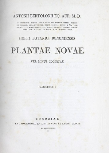 Cover for Horti botanici bononiensis plantae novae vel minus cognitae