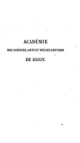 Cover for Mémoires de l'Académie des sciences, arts et belles lettres de Dijon