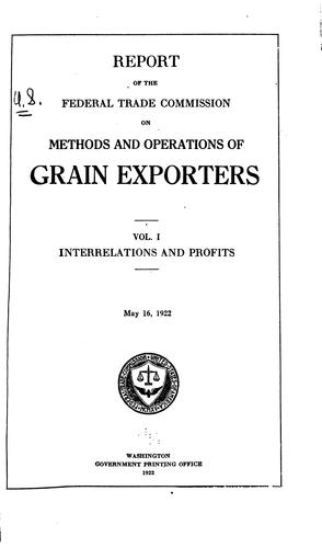 Cover for Report of the Federal trade commission on methods and operations of grain exporters.