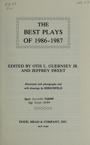 Cover for The Best Plays of 1986-1987 (The Burns Mantle yearbook)