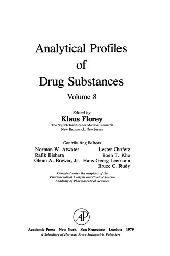 Cover for Analytical profiles of drug substances and excipients