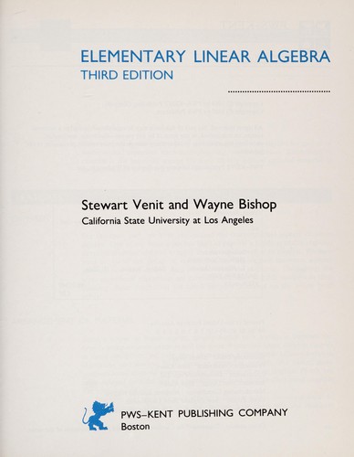 Cover for Elementary linear algebra