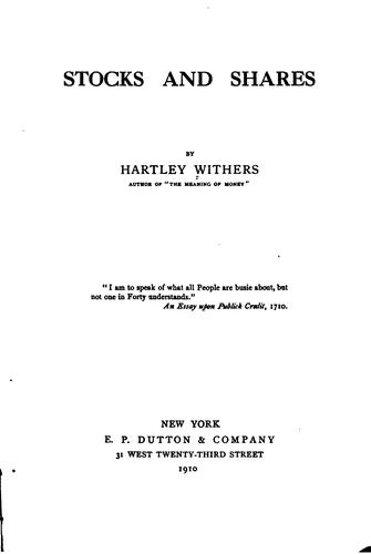 Cover for Stocks and shares