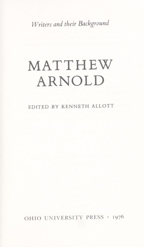 Cover for Matthew Arnold