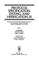 Cover for Protocol Specification, Testing, and Verification, IX (I F I P W G 61 International Workshop on Protocol Specification, Testing, and Verification//Protocol Specification, Testing, and Verification)