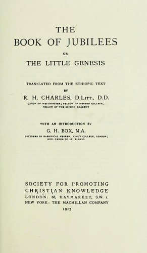 Cover for The Book of Jubilees, or, The little Genesis