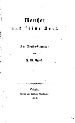 Cover for Werther und seine Zeit: Zur Goethe-litteratur