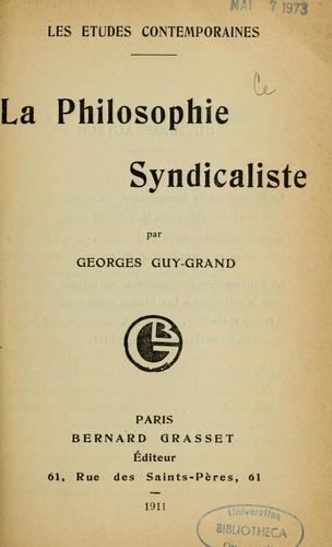 Cover for La philosophie syndicaliste