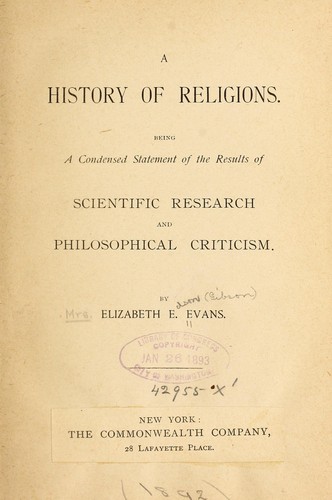Cover for A history of religions