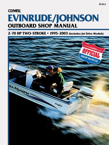 Cover for Clymer Evinrude/Johnson 2-stroke outboard shop manual, 2-70 HP, 1995-2003 (includes jet drive models).