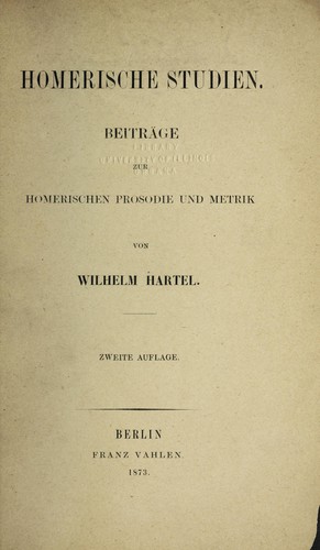 Cover for Homerische studien
