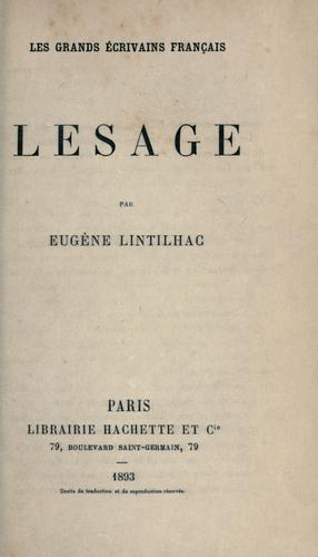 Cover for Le Sage.