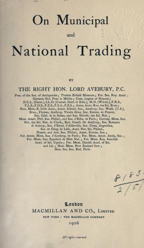Cover for On municipal and national trading.