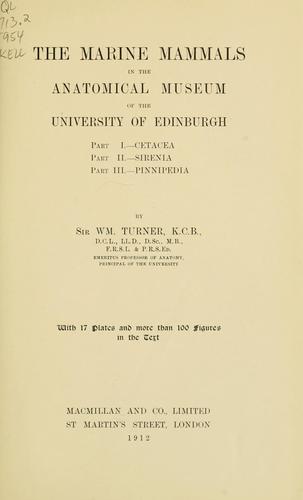 Cover for The marine mammals in the Anatomical Museum of the University of Edinburgh