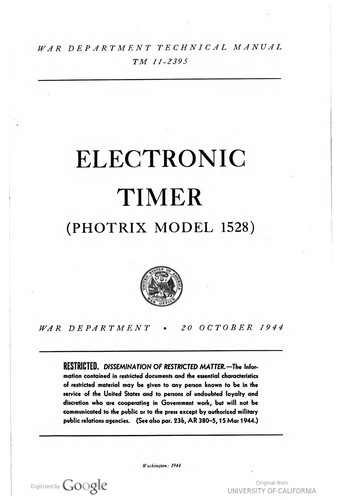 Cover for Electronic Timer (Photrix Model 1528)