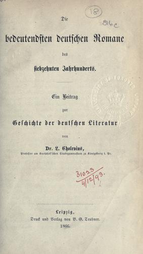 Cover for Die bedeutendsten deutschen Romane des siebzehnten Jahrhunderts