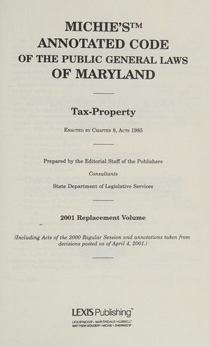 Cover for Michie's annotated code of the public general laws of Maryland