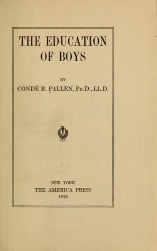 Cover for The education of boys