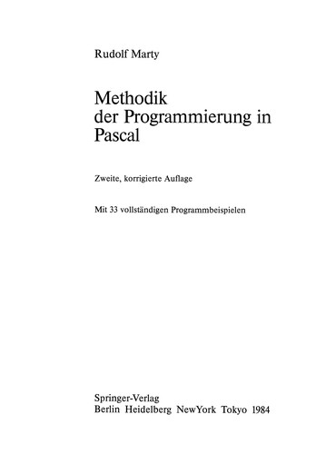 Cover for Methodik der Programmierung in Pascal