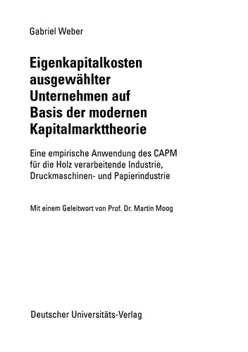 Cover for Eigenkapitalkosten ausgewa hlter Unternehmen auf Basis der modernen Kapitalmarkttheorie