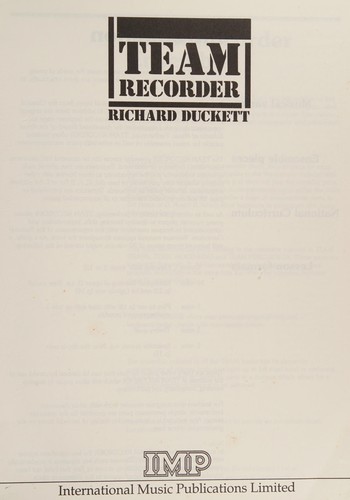 Cover for Team Recorder