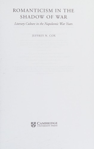Cover for Romanticism in the Shadow of War