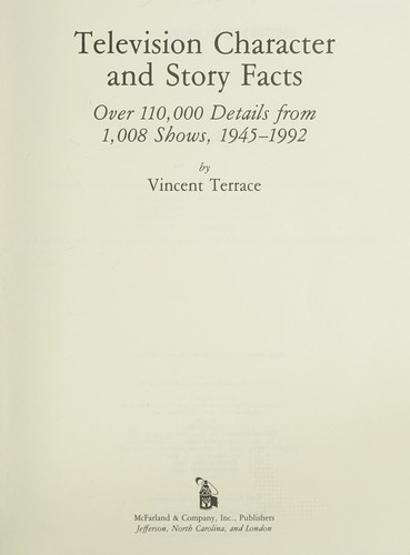 Cover for Television character and story facts