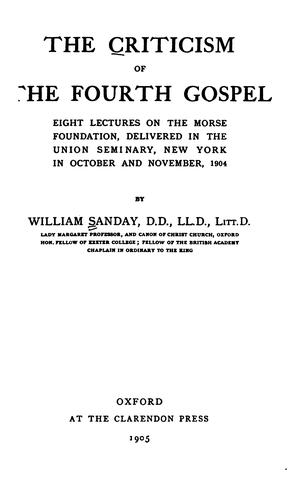 Cover for The criticism of the Fourth gospel