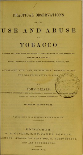 Cover for Practical observations on the use and abuse of tobacco