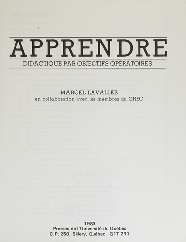 Cover for Apprendre
