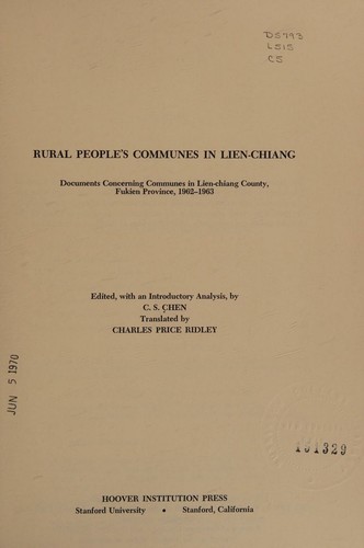 Cover for Rural people's communes in Lien-chiang