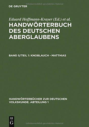 Cover for Knoblauch - Matthias (Handwörterbücher Zur Deutschen Volkskunde) (German Edition)