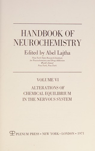 Cover for Handbook of neurochemistry