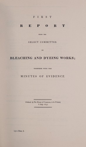 Cover for Reports from Select Committees on the Employment of Women and Children in Bleaching and Dyeing Works