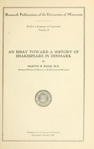 Cover for An essay toward a history of Shakespeare in Denmark