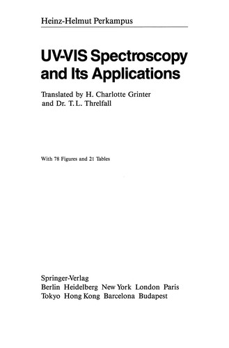 Cover for UV-VIS Spectroscopy and Its Applications