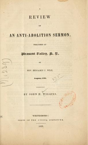 Cover for A review of anti-abolition sermon, preached at Pleasant Valley, N. Y.