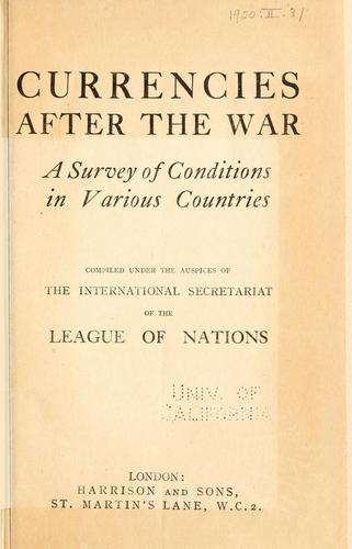 Cover for Currencies after the war