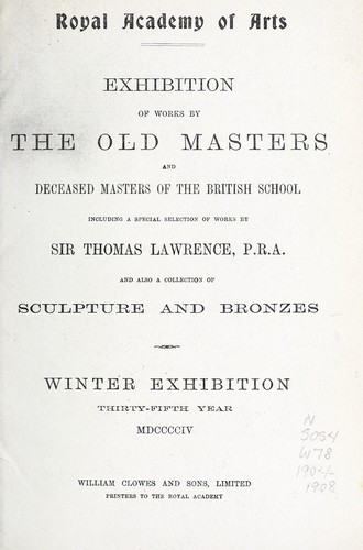 Cover for Exhibition of works by the old masters and deceased masters of the British school