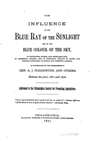Cover for The influence of the blue ray of the sunlight and of the blue color of the sky