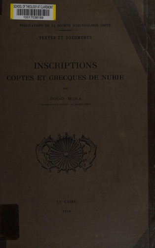 Cover for Inscriptions coptes et grecques de Nubie.